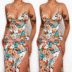 sexy floral print low-cut slit sling dress  NSCXY120950