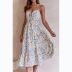 summer floral print low-cut lace-up sling dress  NSCXY120960
