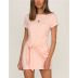 vestido de camiseta corto anudado de color liso de verano NSCXY120968