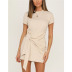 summer solid color knotted short t-shirt dress  NSCXY120968