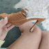 open toe square neck one-word belt hollow high heel slippers NSHYR120977