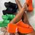 casual wedge heel one word belt solid color slippers NSHYR120978
