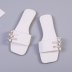 Zapatillas planas de cabeza cuadrada hueca con hebillas de cuero pu NSHYR120982