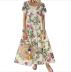 short-sleeved round neck large swing loose flower print dress NSYF120985