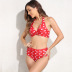 polka dot print halterneck split bikini two-piece swimsuit （multicolor） NSGM121020