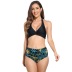 polka dot print halterneck split bikini two-piece swimsuit （multicolor） NSGM121020