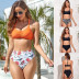 Conjunto de dos piezas de traje de baño bikini con cuello halter de color sólido/estampado (multicolor) NSGM121027