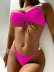 sexy solid color bow pleated split swimsuit bikini two-piece set (multicolor) NSGM121031