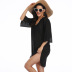 sexy black perspective mesh v-neck beach sunscreen cover-up top  NSGM121032