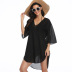 sexy black perspective mesh v-neck beach sunscreen cover-up top  NSGM121032