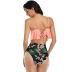 ruffled floral print split tankinis swimsuit two-piece set （multicolor） NSGM121033