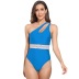 solid color one-shoulder belted one-piece bikini swimsuit （multicolor）  NSGM121035