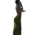 halter neck backless slim low-cut solid color dress NSCOK121051