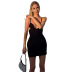low-cut backless slim suspender solid color dress NSCOK121053
