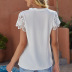 fungus edge lace-up short sleeve stitching solid color lace top NSNXG121082
