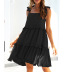layered ruffled suspender lace-up loose solid color dress NSNXG121083