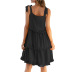 layered ruffled suspender lace-up loose solid color dress NSNXG121083