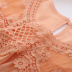 stitching mid-sleeve round neck solid color lace top NSNXG121087