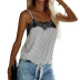 lace edge striped knotted backless camisole  NSNXG121100
