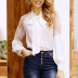 white lace long-sleeved bow neck Shirt top  NSNXG121106