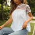 summer solid color lace stitching  short-sleeved top   NSNXG121110