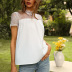 summer solid color lace stitching  short-sleeved top   NSNXG121110
