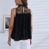 black sleeveless lace stitching commuter vest NSNXG121113