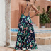 Vestido largo sin mangas con estampado floral sin espalda en la playa NSNXG121114