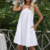 white off-shoulder wrapped chest loose dress  NSNXG121116