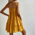 vestido amarillo sin mangas suelto con volantes en capas NSNXG121119