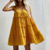 vestido amarillo sin mangas suelto con volantes en capas NSNXG121119
