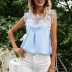 solid color sleeveless lace stitching round neck vest NSNXG121122