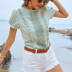 solid color puff short-sleeved ruffled top NSNXG121124