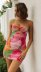 color printing low cut slip sheath dress NSJKW121176