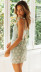 Printed Sling Slit Backless Lace-Up Dress NSJKW121191