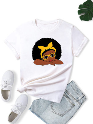Combed Cotton Cute Girl Print Short Sleeve T-shirt NSSYD126445