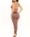 sling hollow backless lace-up tight snake print jumpsuit NSHFH121905