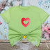 Short Sleeve Round Neck Heart Print T-Shirt NSYIS123106