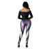 long sleeve hollow wrap chest one-piece top and print high waist tight pant set NSCYF121209
