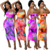 color contrast gradient printing suspender hollow dress NSNJD121221