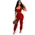 high elastic PU leather wrap chest vest and pants two-piece suit NSSFY121252