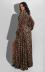 leopard print V-neck long sleeve slit long dress NSSFY121257
