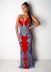 ethnic print slim fit slip full-length dress NSSFY121264