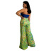 solid color V-neck tube top printed wide-leg trousers set NSSFY121267