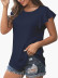 solid color waffle loose short-sleeved round neck top NSMVS121291
