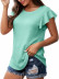 solid color waffle loose short-sleeved round neck top NSMVS121291