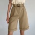 pantalones cortos de vestir de color liso con bolsillos NSMVS121301