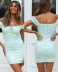 One-Line Neck Solid Color Lace-Up Slim Fit dress NSJKW121324