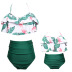 halterneck ruffled high waist print tankini parent-child two-piece swimsuit （multicolor） NSHYU121331
