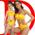 print/solid color ruffle sloping shoulders parent-child Tankini set NSHYU121333